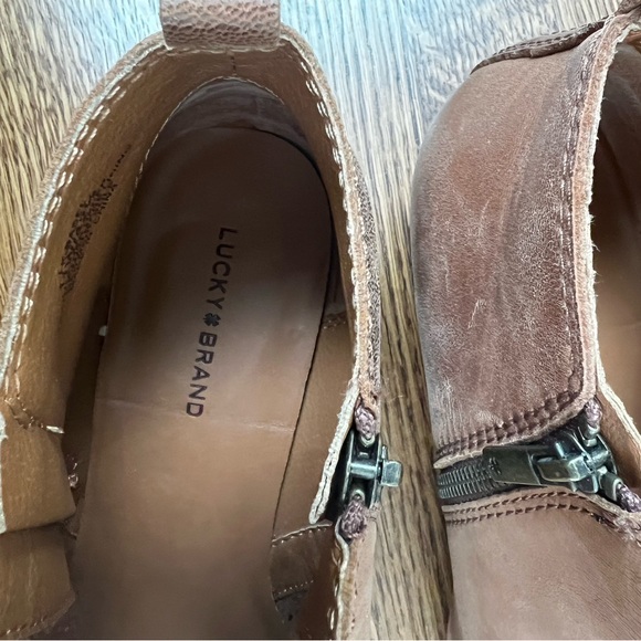 LUCKY BRAND Basel Leather Ankle Boots Booties‎ Heel Staple Fall Distressed 11 - Picture 7 of 10